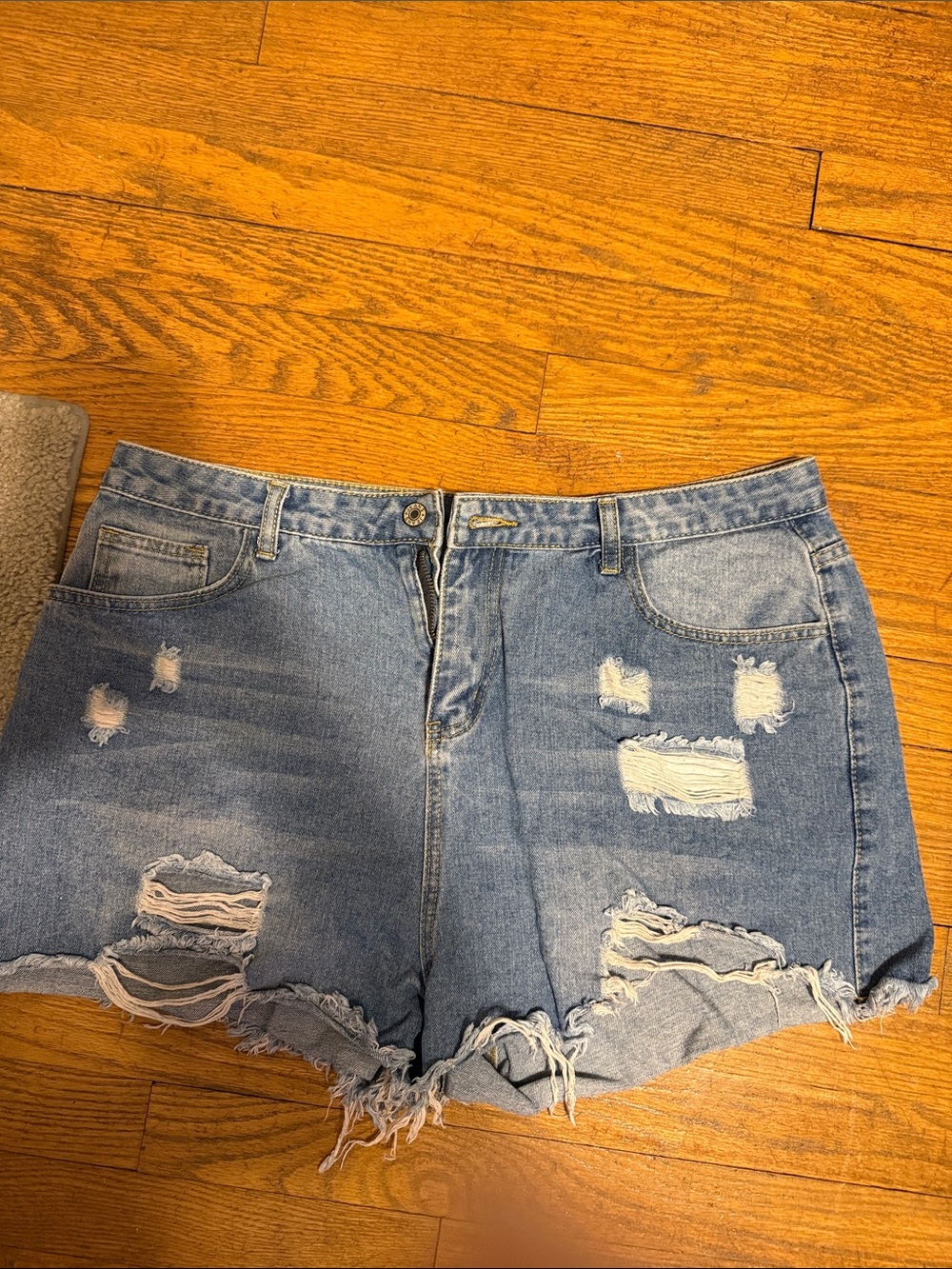 SHEIN Light Blue Distressed Denim Cutoff Shorts
